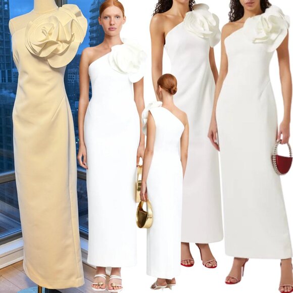 🆕 ACLER 🧿 NWOT Wynyard One Shoulder Maxi Dress, Ivory - Sz AU 8 US 4 - Picture 1 of 14